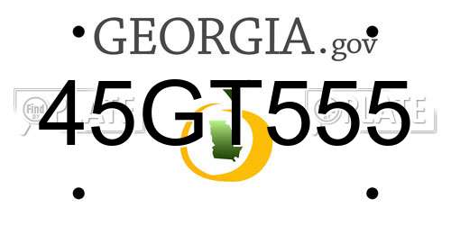 45GT555 Georgia License Plate