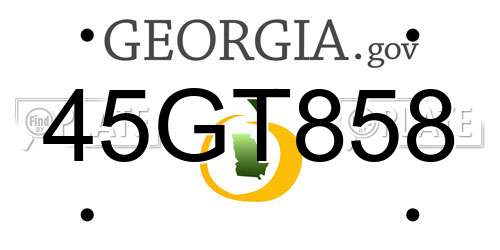 45GT858 Georgia License Plate