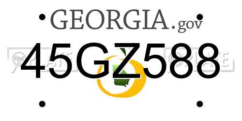 45GZ588 Georgia License Plate