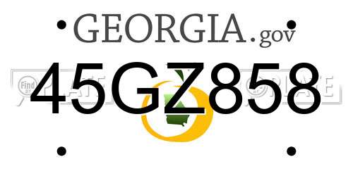 45GZ858 Georgia License Plate