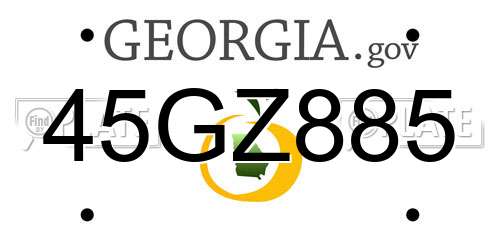 45GZ885 Georgia License Plate