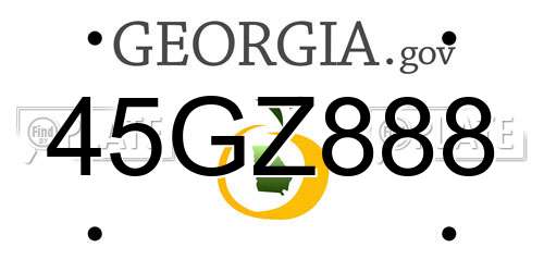 45GZ888 Georgia License Plate