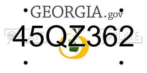 45QZ362 Georgia License Plate
