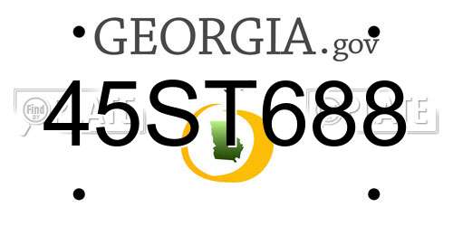 45ST688 Georgia License Plate