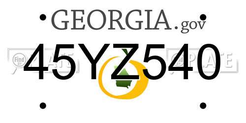 45YZ540 Georgia License Plate