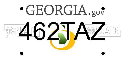 462TAZ Georgia License Plate