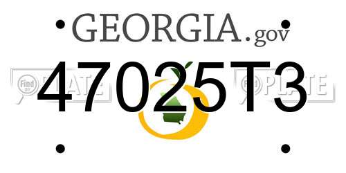 47025T3 Georgia License Plate