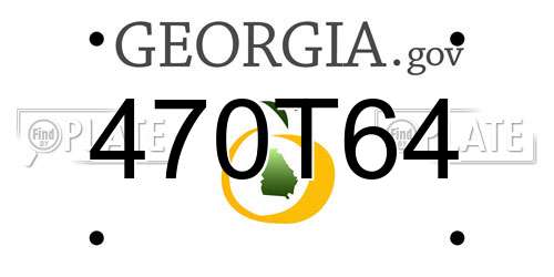 470T64 Georgia License Plate