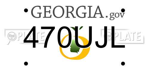 470UJL Georgia License Plate