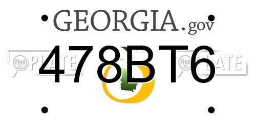 478BT6 Georgia License Plate