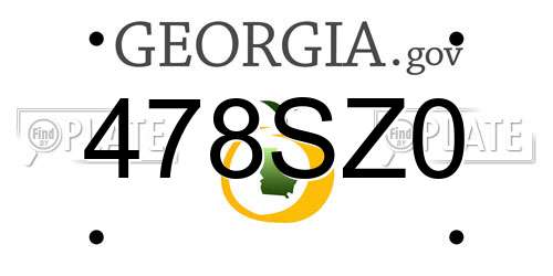 478SZ0 Georgia License Plate