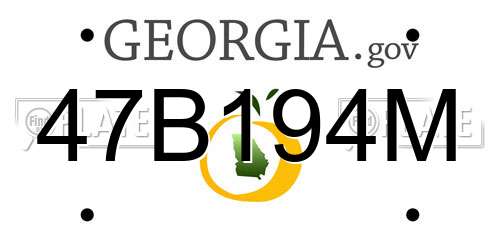 47B194M Georgia License Plate