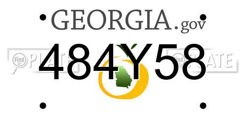 484Y58 Georgia License Plate