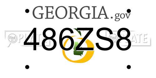 486ZS8 Georgia License Plate