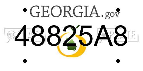 48825A8 Georgia License Plate