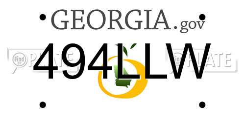 494LLW Georgia License Plate