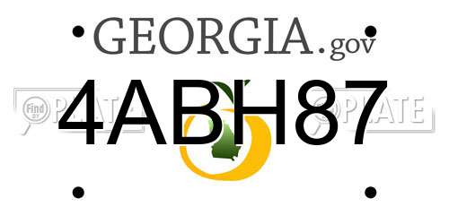 4ABH87 Georgia License Plate