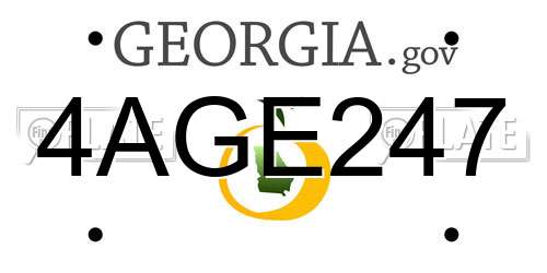 4AGE247 Georgia License Plate