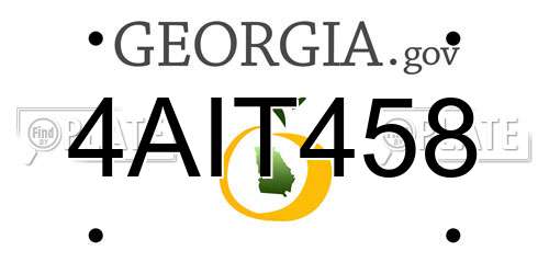 4AIT458 Georgia License Plate