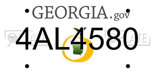 4AL4580 Georgia License Plate