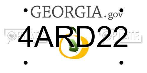 4ARD22 Georgia License Plate