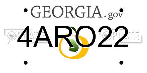 4ARO22 Georgia License Plate