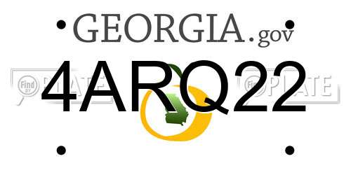 4ARQ22 Georgia License Plate
