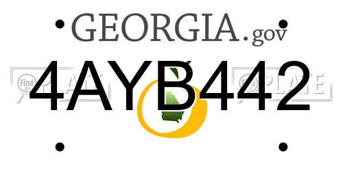 4AYB442 Georgia License Plate