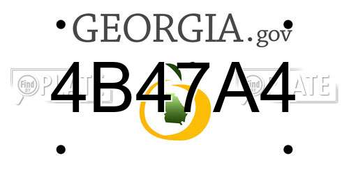 4B47A4 Georgia License Plate