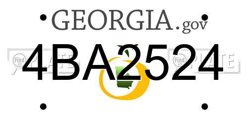 4BA2524 Georgia License Plate