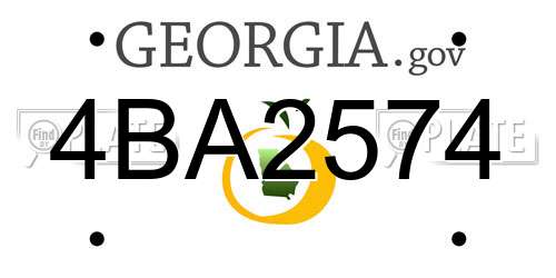 4BA2574 Georgia License Plate