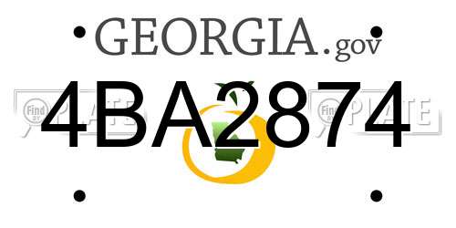 4BA2874 Georgia License Plate