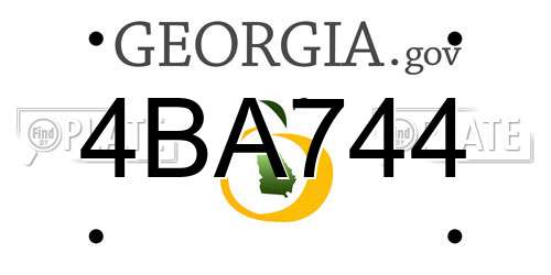 4BA744 Georgia License Plate
