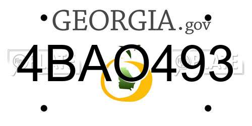 4BAO493 Georgia License Plate
