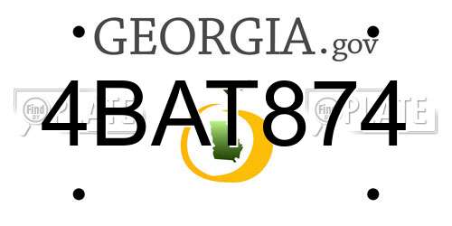 4BAT874 Georgia License Plate