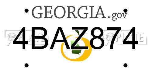 4BAZ874 Georgia License Plate