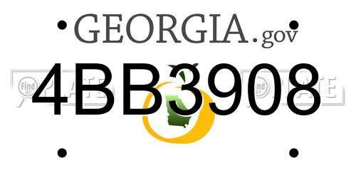 4BB3908 Georgia License Plate