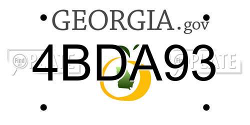 4BDA93 Georgia License Plate