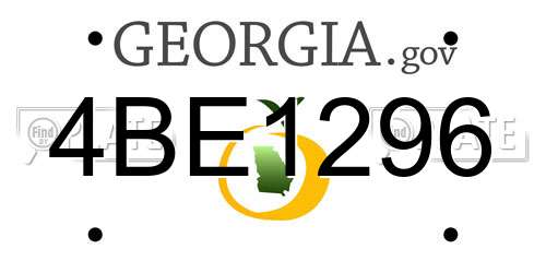4BE1296 Georgia License Plate