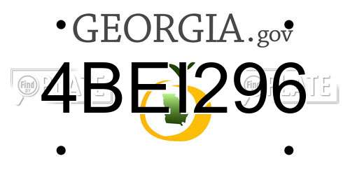 4BEI296 Georgia License Plate