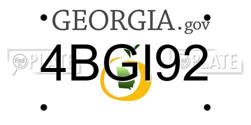 4BGI92 Georgia License Plate
