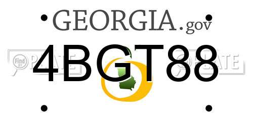 4BGT88 Georgia License Plate