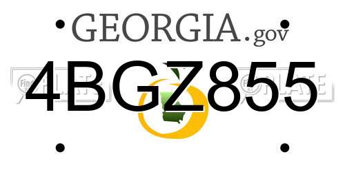 4BGZ855 Georgia License Plate