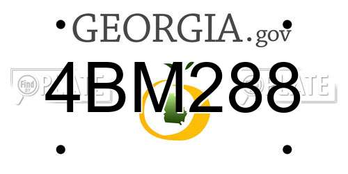 4BM288 Georgia License Plate