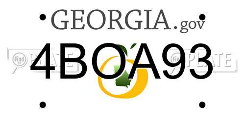 4BOA93 Georgia License Plate