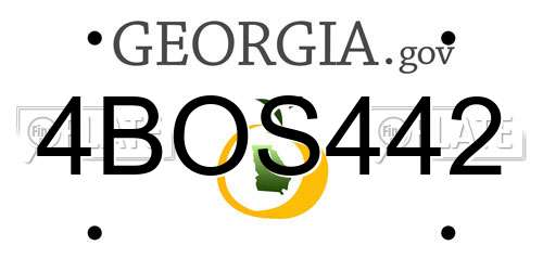 4BOS442 Georgia License Plate