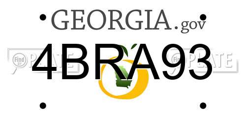 4BRA93 Georgia License Plate