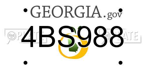 4BS988 Georgia License Plate