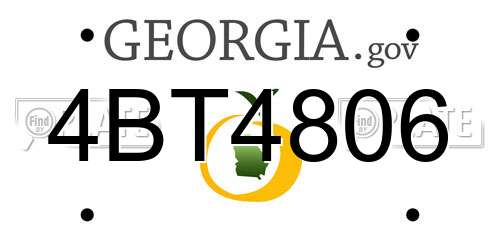 4BT4806 Georgia License Plate
