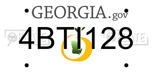 4BTI128 Georgia License Plate